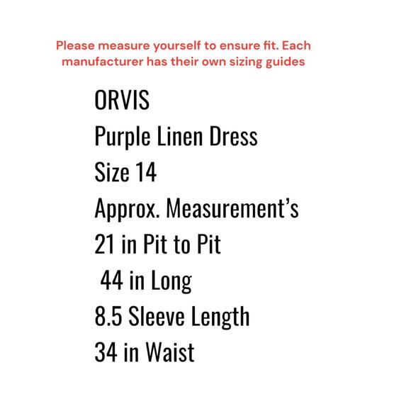ORVIS Dress Women’s Size 14 Purple Linen Midi Short Sleeve A-line V-Neck - Picture 3 of 16